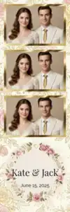 Variante bande 2x6, 3 photos et orientation paysage du design photobooth Pink Rose Wedding Glitter pour Vivabox