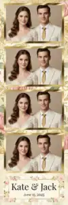 Variante bande 2x6, 4 photos et orientation paysage du design photobooth Pink Rose Wedding Glitter pour Vivabox