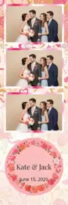 Variante bande 2x6, 3 photos et orientation paysage du design photobooth Watercolor Floral Wedding Frame pour Vivabox