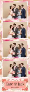 Variante bande 2x6, 4 photos et orientation paysage du design photobooth Watercolor Floral Wedding Frame pour Vivabox