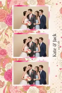 Variante format portrait 4x6, 3 photos et orientation paysage du design photobooth Watercolor Floral Wedding Frame pour Miroir Magique