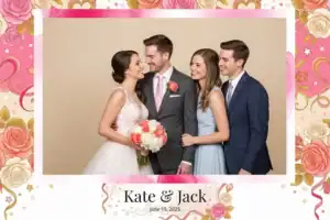 Variante format paysage 6x4, 1 photo et orientation paysage du design photobooth Watercolor Floral Wedding Frame pour Vivabox