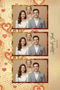 Variante format portrait 4x6, 3 photos et orientation paysage du design photobooth Pink Polka Dot Wedding Frame pour Miroir Magique