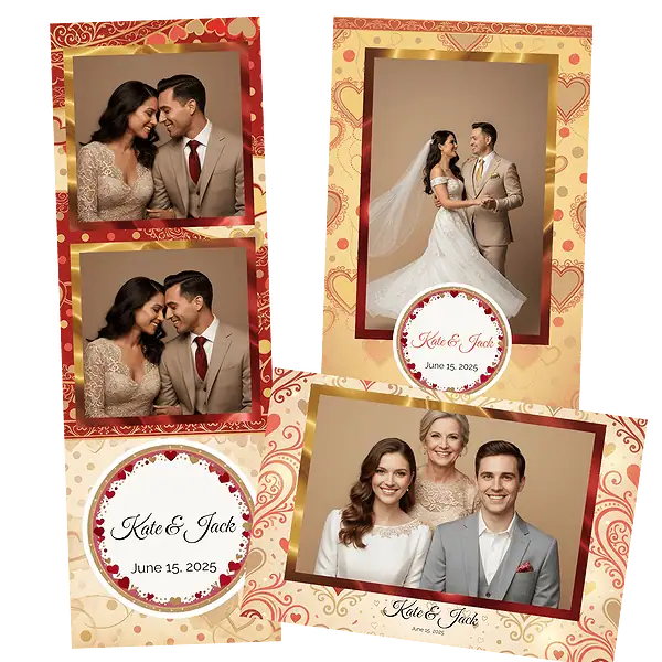 Design photobooth Pink Polka Dot Wedding Frame pour Vivabox et Miroir