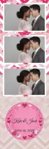 Variante bande 2x6, 3 photos et orientation paysage du design photobooth Chevron Hearts Wedding Template pour Vivabox