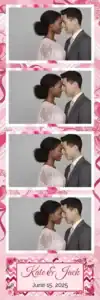 Variante bande 2x6, 4 photos et orientation paysage du design photobooth Chevron Hearts Wedding Template pour Vivabox