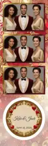 Variante bande 2x6, 3 photos et orientation paysage du design photobooth Gold Glitter Heart Wedding pour Vivabox