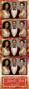 Variante bande 2x6, 4 photos et orientation paysage du design photobooth Gold Glitter Heart Wedding pour Vivabox