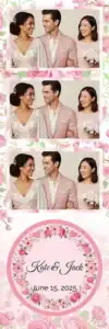Variante bande 2x6, 3 photos et orientation paysage du design photobooth Pink Floral Polka Dot Wedding pour Vivabox