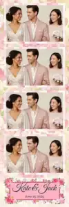 Variante bande 2x6, 4 photos et orientation paysage du design photobooth Pink Floral Polka Dot Wedding pour Vivabox