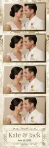 Variante bande 2x6, 4 photos et orientation paysage du design photobooth Floral Silhouette Wedding Arch pour Vivabox