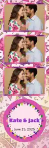 Variante bande 2x6, 3 photos et orientation paysage du design photobooth Striped Bunting Wedding Template pour Vivabox