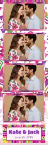 Variante bande 2x6, 4 photos et orientation paysage du design photobooth Striped Bunting Wedding Template pour Vivabox