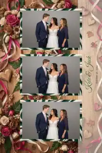 Variante format portrait 4x6, 3 photos et orientation paysage du design photobooth Rustic Wood Floral Wedding pour Miroir Magique