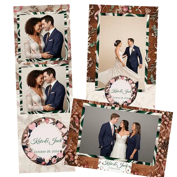 Design photobooth Rustic Wood Floral Wedding pour Vivabox et Miroir