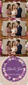 Variante bande 2x6, 3 photos et orientation paysage du design photobooth Wooden Floral Wedding Lights pour Vivabox