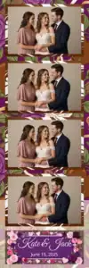 Variante bande 2x6, 4 photos et orientation paysage du design photobooth Wooden Floral Wedding Lights pour Vivabox