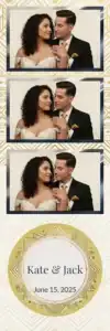 Variante bande 2x6, 3 photos et orientation paysage du design photobooth Gold Glitter Wedding Chevron pour Vivabox