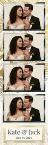 Variante bande 2x6, 4 photos et orientation paysage du design photobooth Gold Glitter Wedding Chevron pour Vivabox