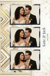 Variante format portrait 4x6, 3 photos et orientation paysage du design photobooth Gold Glitter Wedding Chevron pour Miroir Magique