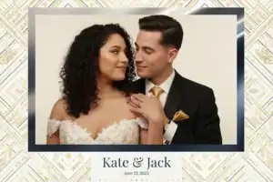 Variante format paysage 6x4, 1 photo et orientation paysage du design photobooth Gold Glitter Wedding Chevron pour Vivabox