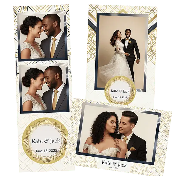 Design photobooth Gold Glitter Wedding Chevron pour Vivabox et Miroir