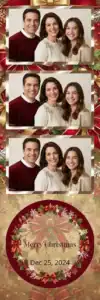 Variante bande 2x6, 3 photos et orientation paysage du design photobooth Red Berry Christmas Polka Dots pour Vivabox