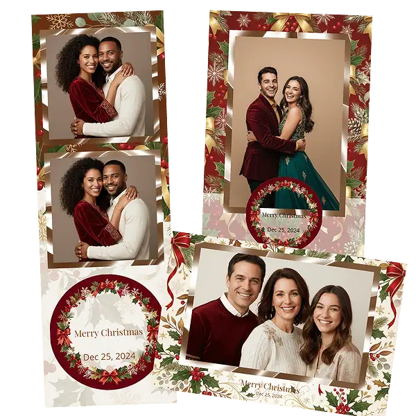 Design photobooth Red Berry Christmas Polka Dots pour Vivabox et Miroir