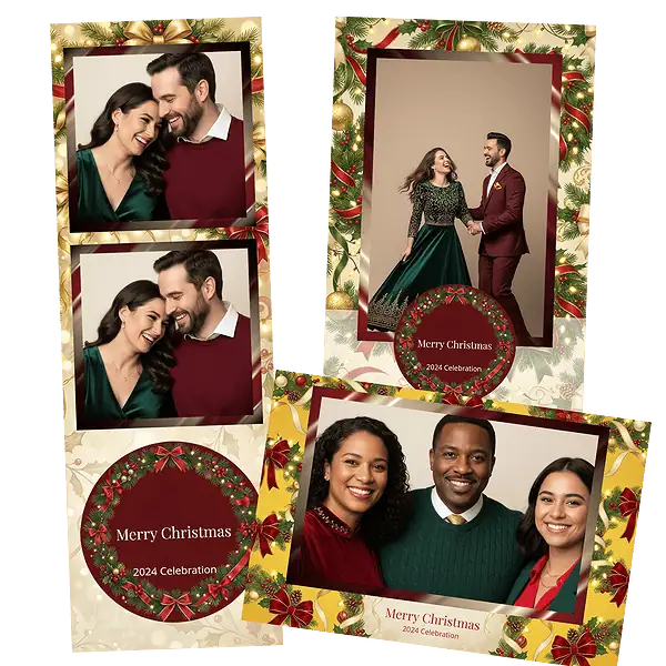 Design photobooth Red Green Christmas Wreath pour Vivabox et Miroir