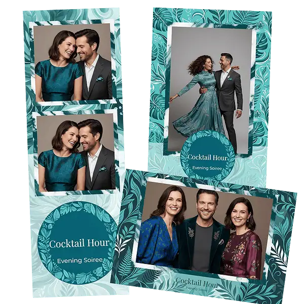 Design photobooth Teal Floral Cocktail Bar pour Vivabox et Miroir