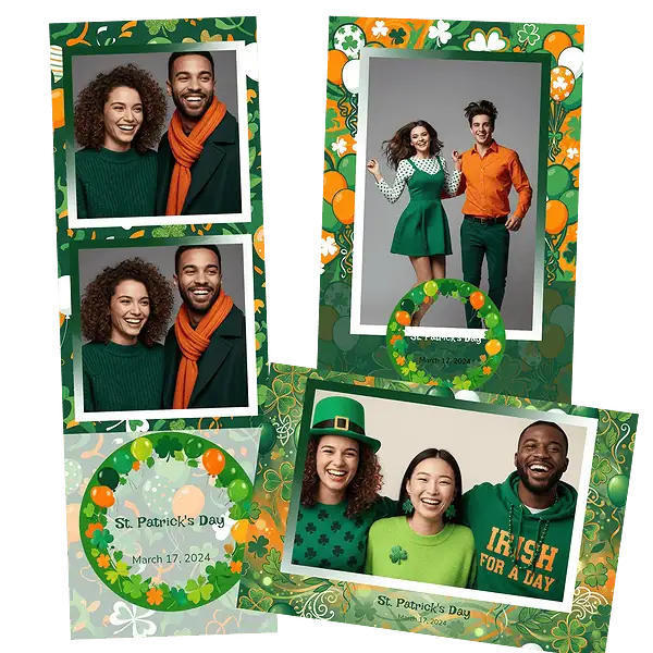 Design photobooth Green Shamrock St Patricks Day pour Vivabox et Miroir