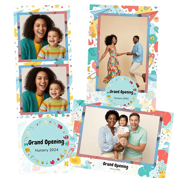 Design photobooth Rainbow Blocks Nursery Opening pour Vivabox et Miroir