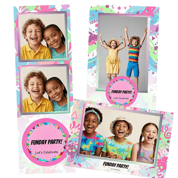 Design photobooth Pink And Green Kids Birthday pour Vivabox et Miroir