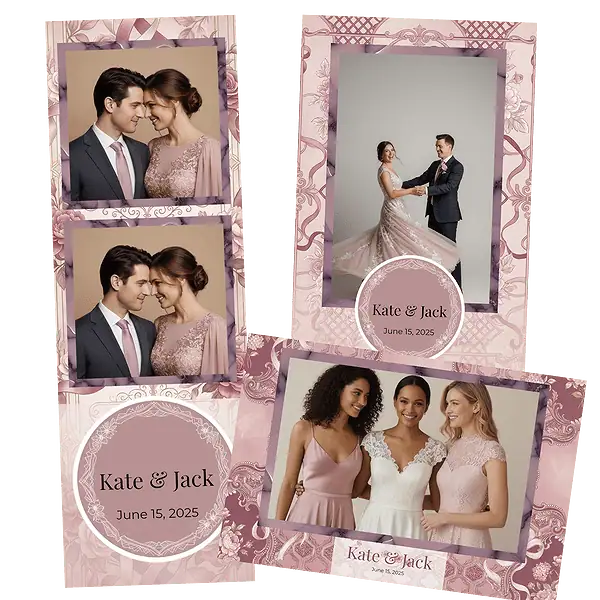 Design photobooth Pink Geometric Wedding Pattern pour Vivabox et Miroir