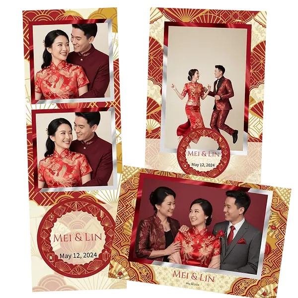 Design photobooth Red Gold Chinese Wedding pour Vivabox et Miroir