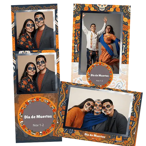 Design photobooth Red Rose Sugar Skull Frame pour Vivabox et Miroir