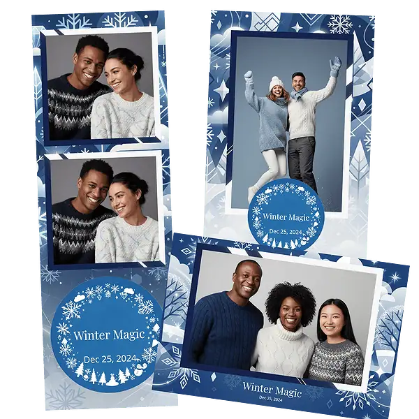 Design photobooth Blue Snowflake Winter Scene pour Vivabox et Miroir