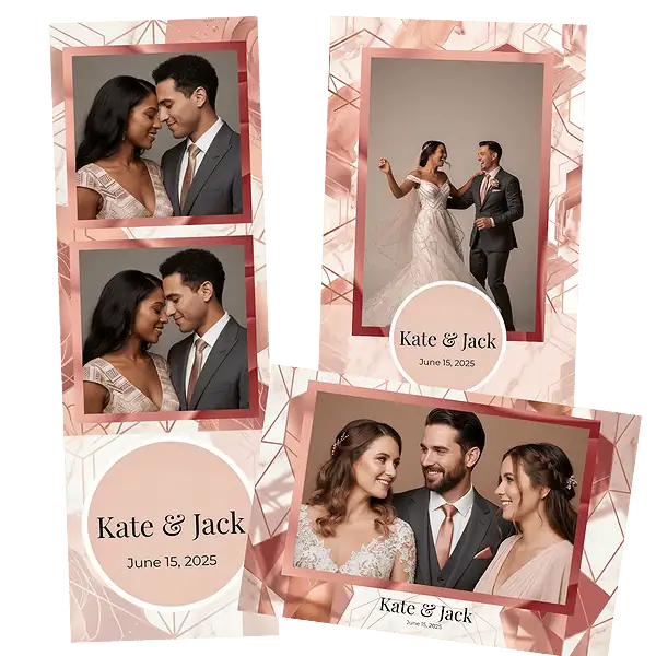 Design photobooth Pink Rose Gold Marble Wedding pour Vivabox et Miroir