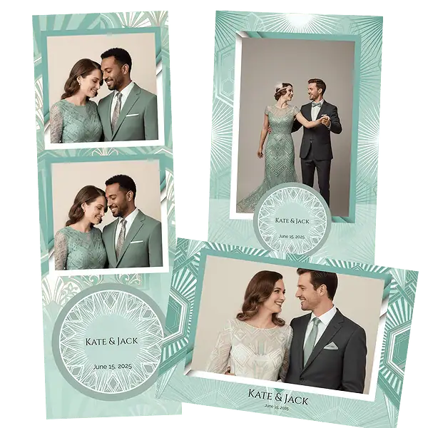 Design photobooth Sage Green Hexagon Wedding pour Vivabox et Miroir