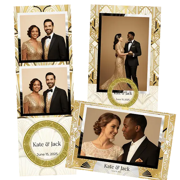 Design photobooth Gold Geometric Wedding Frame pour Vivabox et Miroir